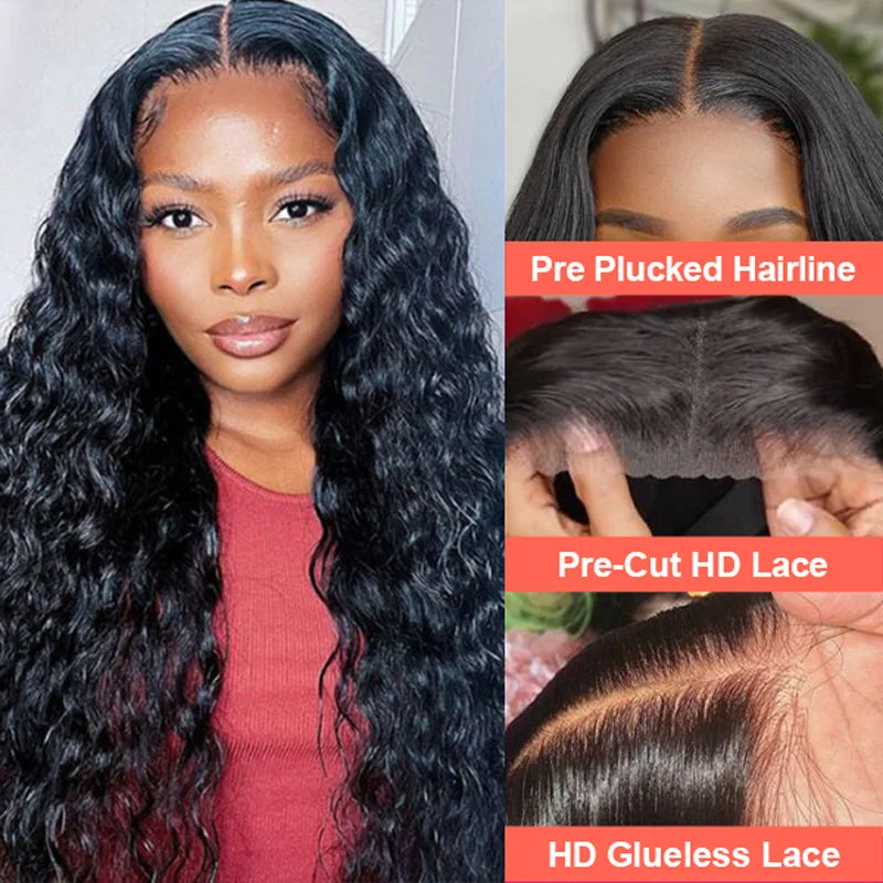 Lace wig with a silk - base cap for a comfortable and smooth feelLikablewig Wear And Go Glueless Wig Water Wave 5*5 HD Lace Closure Pre-cut HD Lace Pre-plucked Hairline Wig