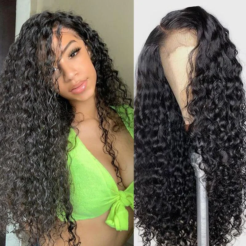 Human - hair wig with a natural - looking root for a more realistic lookLong Wigs  Deep Wave Wigs Human Hair Lace Front Wigs Pre Plucked With Babay Hair