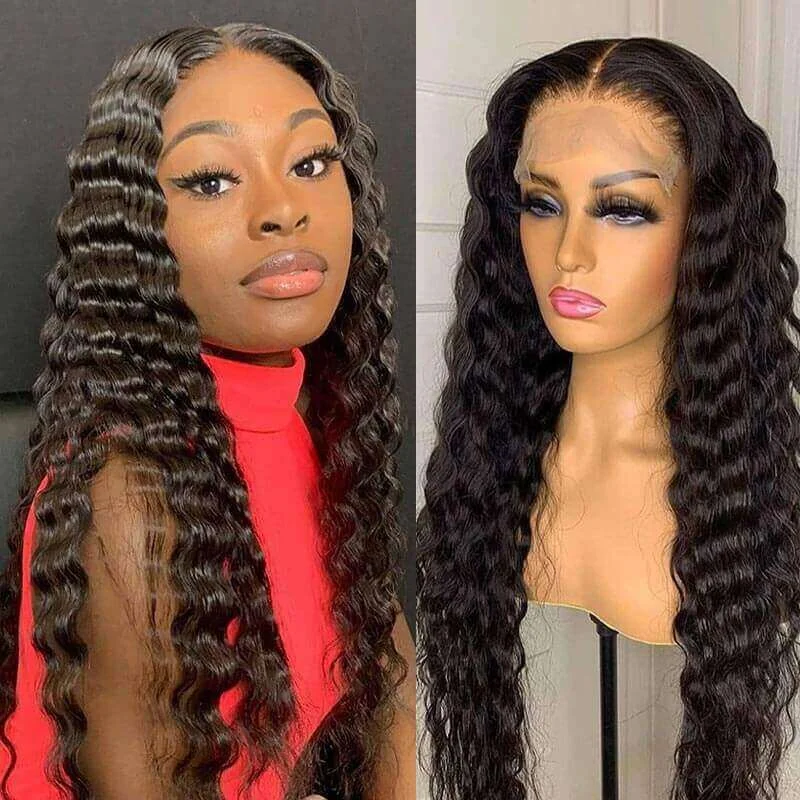 Lace wig with a 200 - density for a full and thick appearanceLoose Deep Wave Glueless 5*5 HD Transparent Lace Closure Wigs Ashimary Human Hair Natural Color