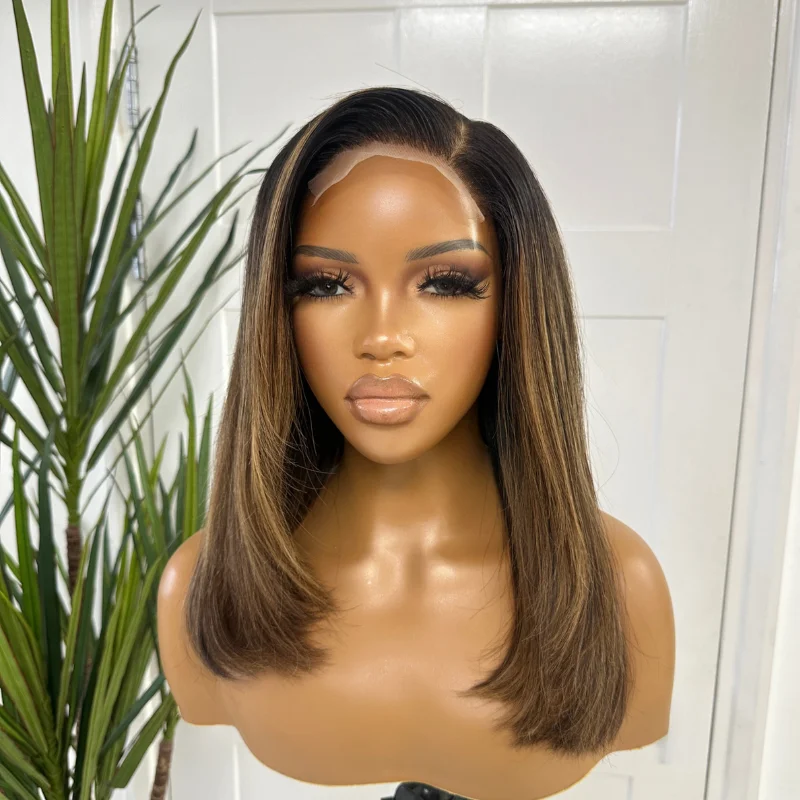 Human - hair wig with a side - part for a more flattering appearanceMYRA- 14'' 100% Raw  Human Hair  Lace  CLosure Wig