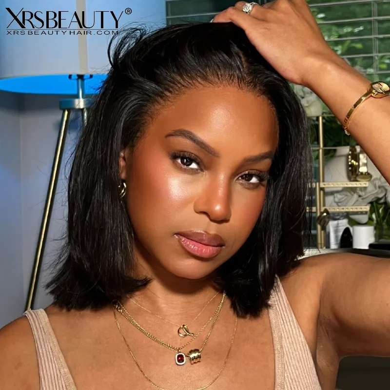 Lace wig with a 200 - density for a full and thick appearance*NEW* CLEAR LACE & CLEAN HAIRLINE Straight BoB 13x6 Front Lace Human Hair Wig [BOB34]