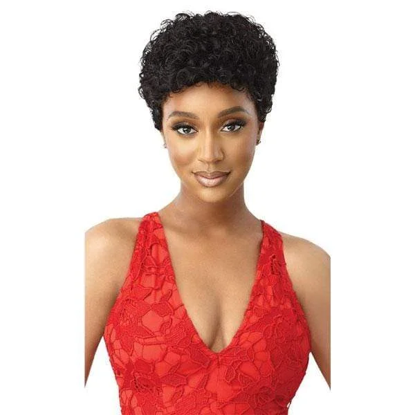 Human - hair wig with a curly texture for a bold and stylish choiceOutre 100% Human Hair Fab & Fly Full Cap Wig - BLOOM