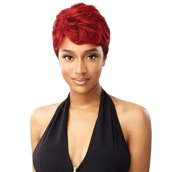 Human - hair wig with a curly texture for a bold and stylish choiceOutre 100% Human Hair Fab & Fly Full Cap Wig Color Queen - BEVERLY