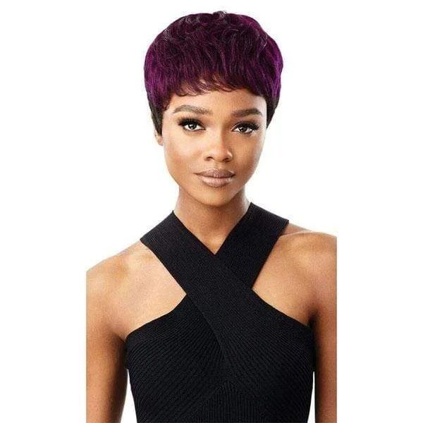 Human - hair wig with a side - swept bang for a sophisticated lookOutre 100% Human Hair Fab & Fly Full Cap Wig Color Queen - ESME - Unbeatable