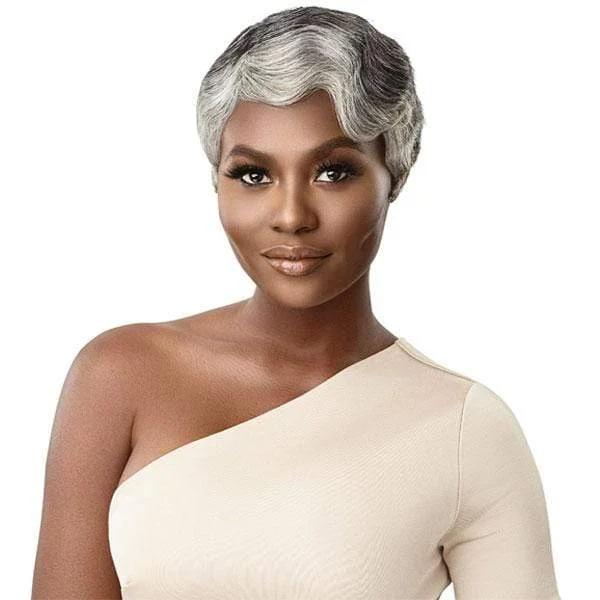 Human - hair wig with a middle - part for a classic and elegant styleOutre 100% Human Hair Fab & Fly Gray Glamour Wig - MARINETTE