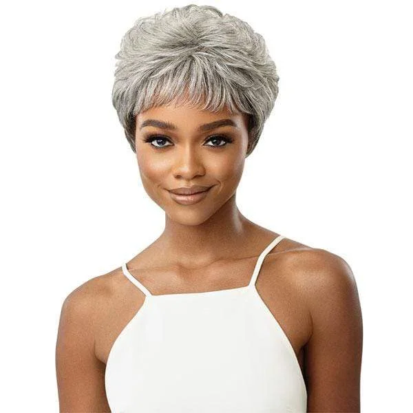 Human - hair wig with a 180 - density for a full and thick appearanceOutre 100% Human Hair Fab & Fly Gray Glamour Wig - THEODORA