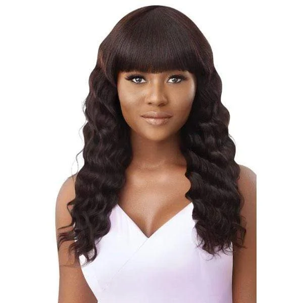 Human - hair wig in a jet - black color for a classic and timeless lookOutre 100% Human Hair MyTresses Purple Label Full Wig - SHAINA