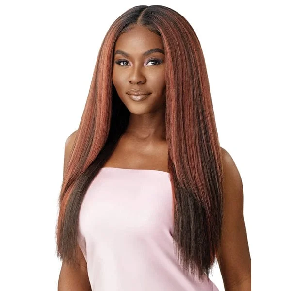 Adjustable - cap lace wig for a comfortable fitOutre Airtied Human Hair Blend Glueless 13X6 HD Lace Front Wig - HHB PERM YAKI 26"