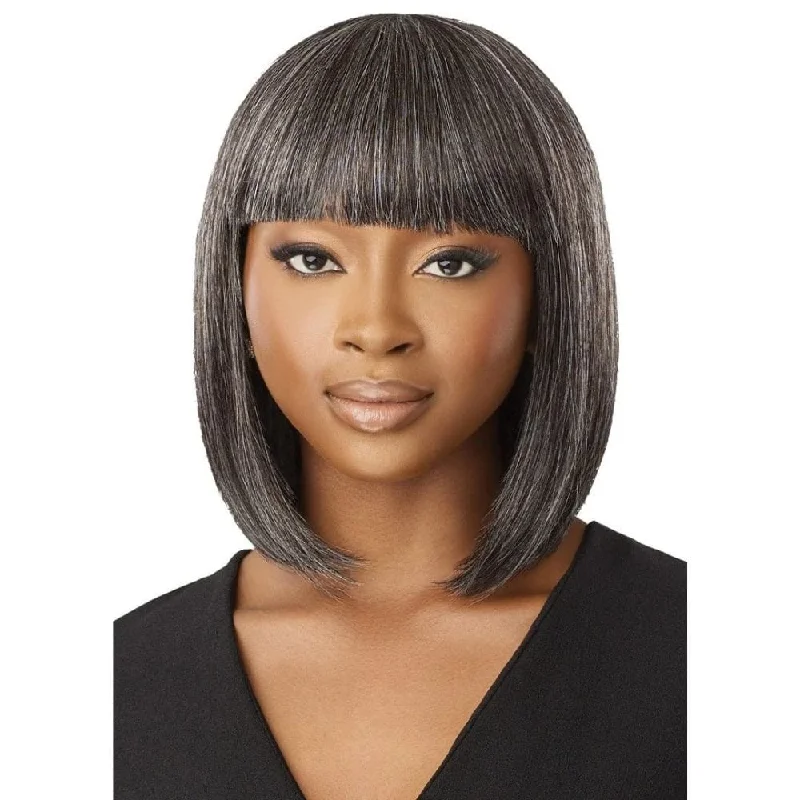 Human - hair wig with a straight texture for a sleek and minimalist lookOutre Fab & Fly Human Hair Gray Glamour Wig - Deria