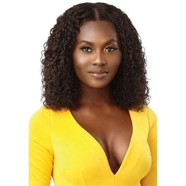 Human - hair wig with a wavy texture for a beachy and relaxed lookOutre Mytresses Gold Label 100% Human Hair U-Part Cap Wig - MALAYSIAN CURLY 14"