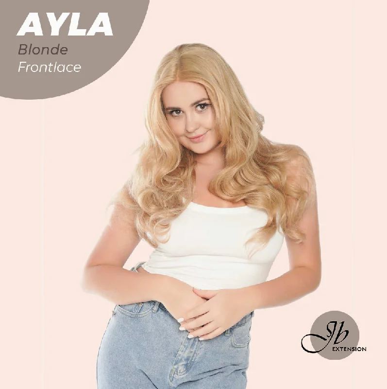 Lace wig with a pre - plucked hairline for a more natural lookJBEXTENSION 24 Inches Body Wave Blonde Pre-Cut Frontlace Glueless Wig AYLA BLONDE