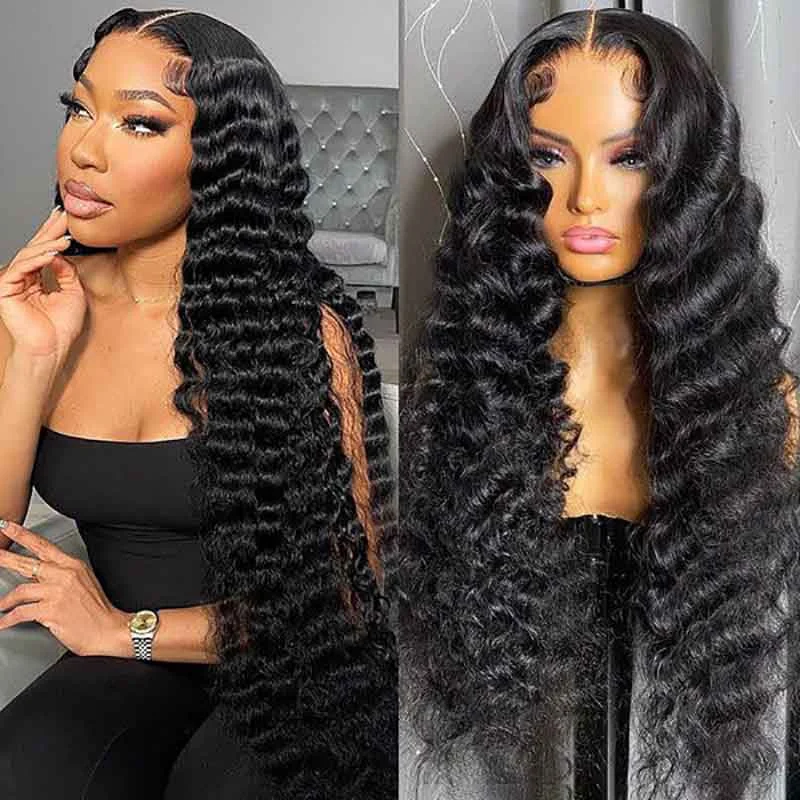 Human - hair wig with a silk - base cap for a comfortable and smooth feelAlibonnie Loose Deep Wave 13x4 Transparent Lace Wigs 100% Vrigin Human Hair