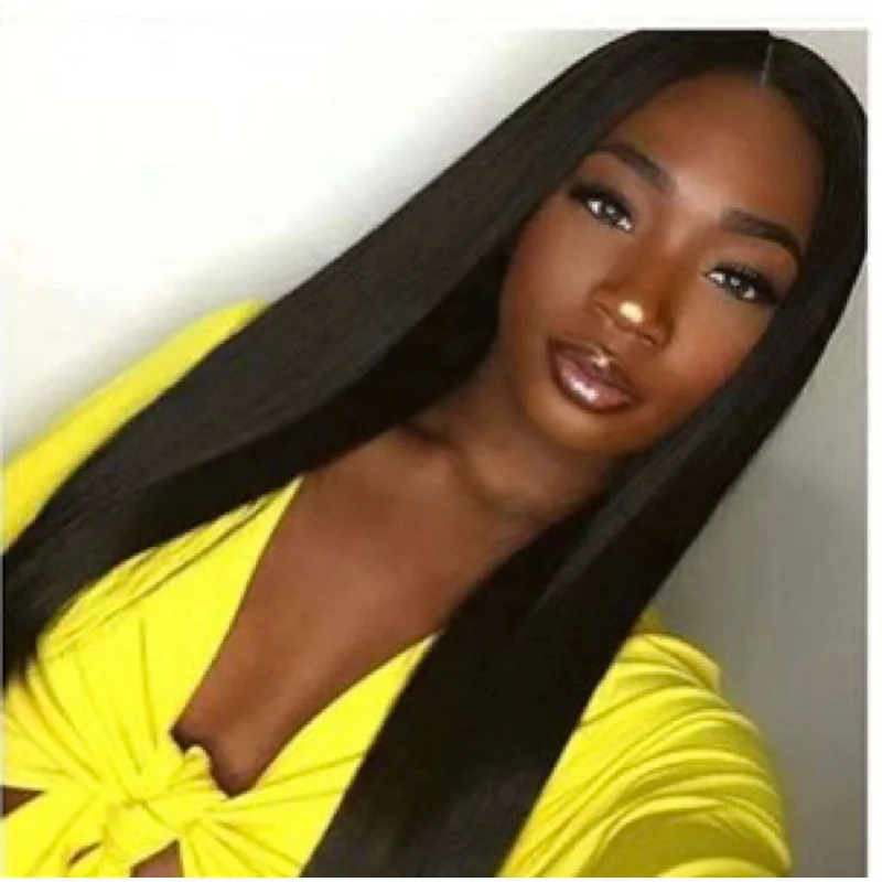 Synthetic lace wig with a heat - resistant formula18" 360 Lace Wig  180% Density Straight Human Hair Medium Brown French Lace