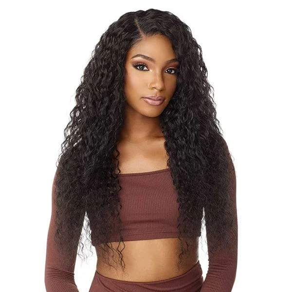 Lace wig with a pre - plucked hairline for a more natural lookSensationnel Cloud9 What Lace Human Hair Blend 13x6 Frontal Lace Wig - EZRA 28"