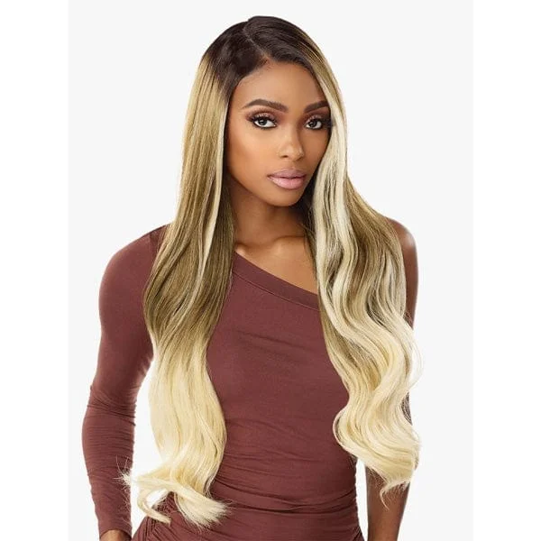 Lace wig with a pre - bleached knot for a natural - looking scalpSensationnel Cloud9 What Lace Human Hair Blend 13x6 Frontal Lace Wig - ARABELLA 28″