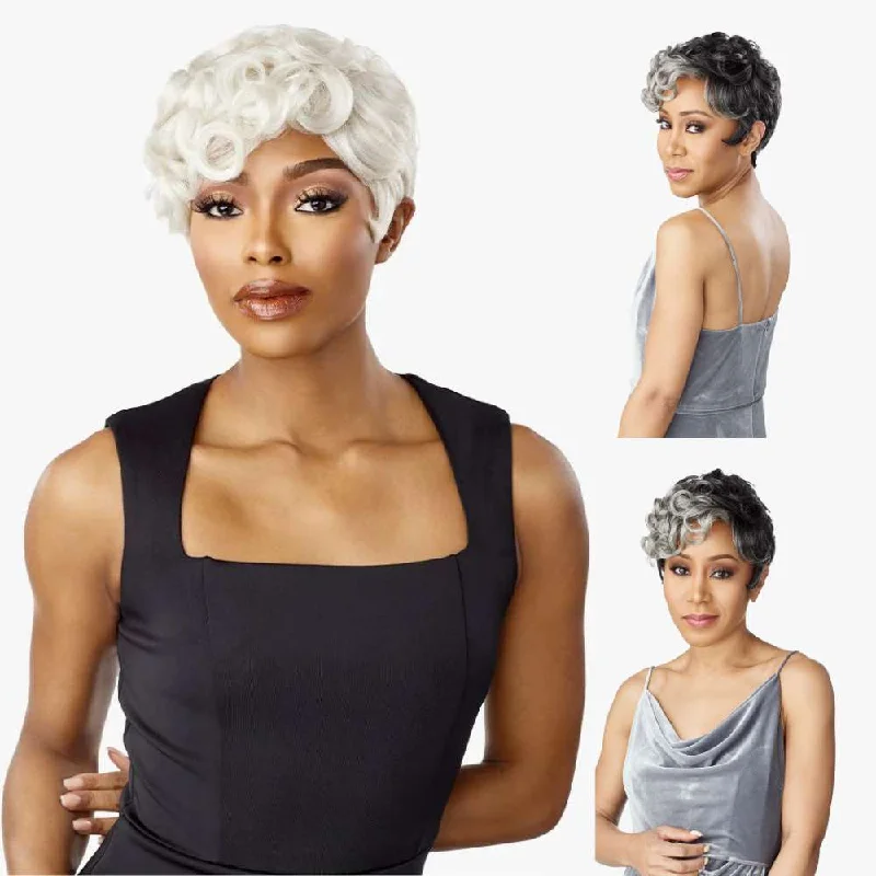 Indian - human - hair wig with a natural - looking shineSensationnel Empire Salt & Pepper Human Hair Wig - Flora