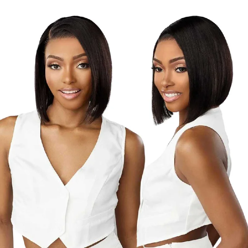 Peruvian - human - hair wig with a soft and manageable feelSensationnel 13A Virgin Human Hair 13X4 HD Lace Frontal Wig - Straight Bob 12"