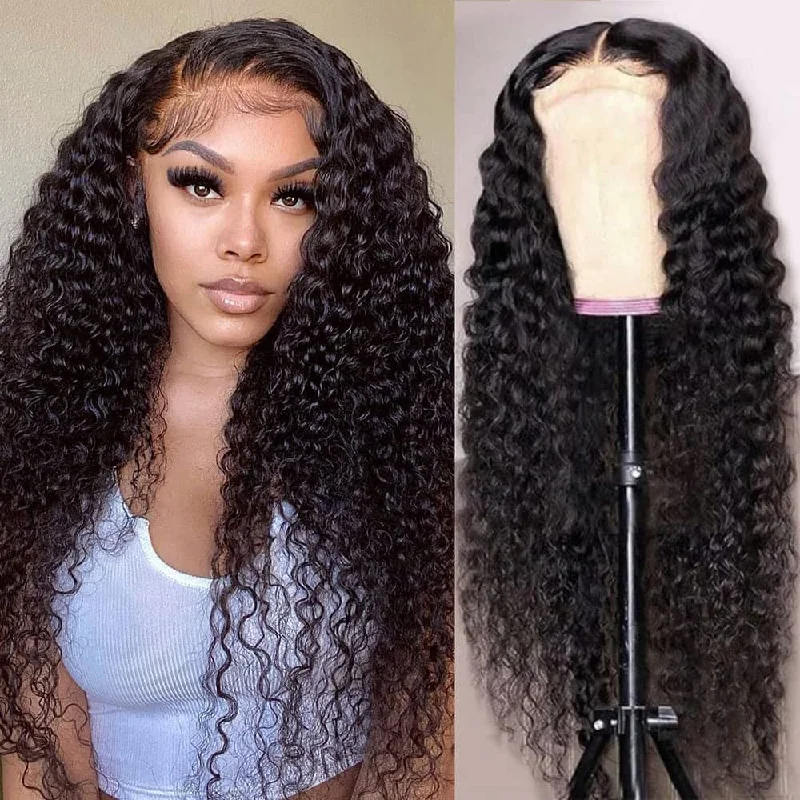 Adjustable - cap human - hair wig for a comfortable fitSterly 13x6 5x5 Transparent Lace Deep Wave Lace Front Human Hair Wigs