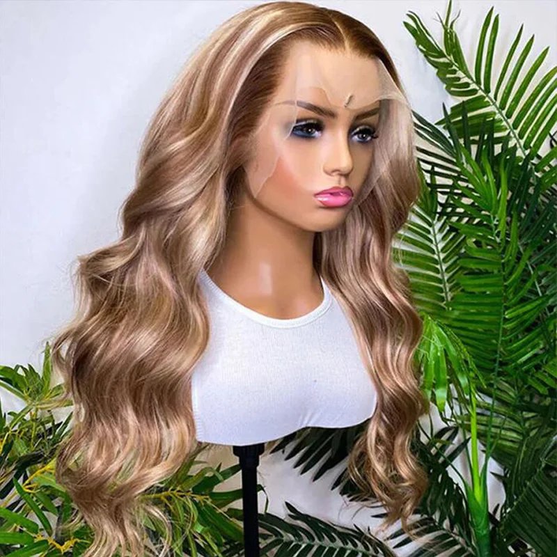 Human - hair wig with a pre - plucked hairline for a more natural lookSterly P4/613 Piano 13×4 Lace Frontal Wig Brown with Blonde Highlights Wig