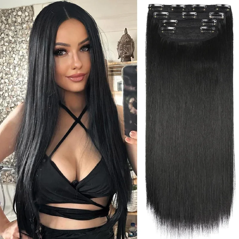 Virgin - human - hair wig with a natural - looking texture for a luxurious feelStraight 7Pcs Clip in Hair Extensions Human Hair Hair Extensions Real Huamn Hair Clip ins Ultra-thin PU Weft