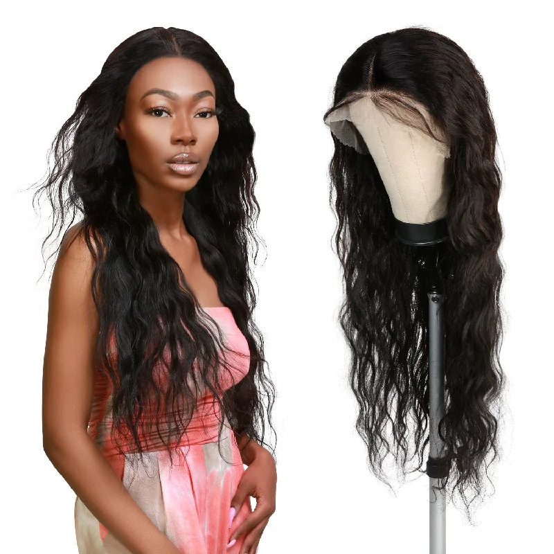 Lace wig with a natural - looking root for a more realistic lookUpScale 100% Unprocessed Brazilian Virgin Remy Human Hair 13x4 HD Lace Frontal Wig Body Wave