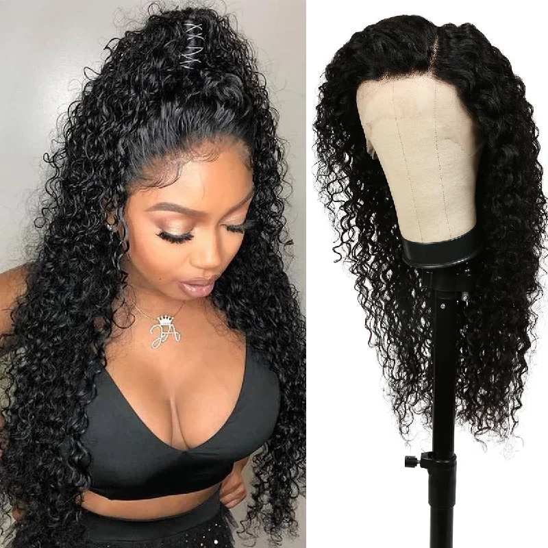 Lace wig with a side - part for a more flattering lookUpScale 100% Unprocessed Brazilian Virgin Remy Human Hair 13x4 HD Lace Frontal Wig Bohemian Curl