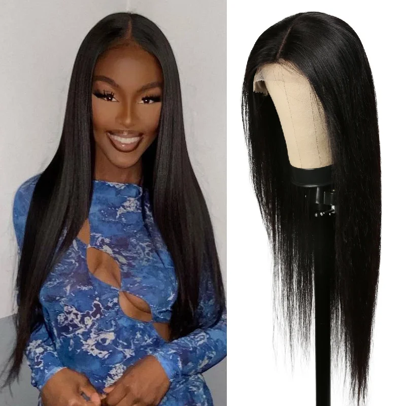 Lace wig with a wispy fringe for a soft and feminine lookUpScale 100% Unprocessed Brazilian Virgin Remy Human Hair 13x4 HD Lace Frontal Wig Straight