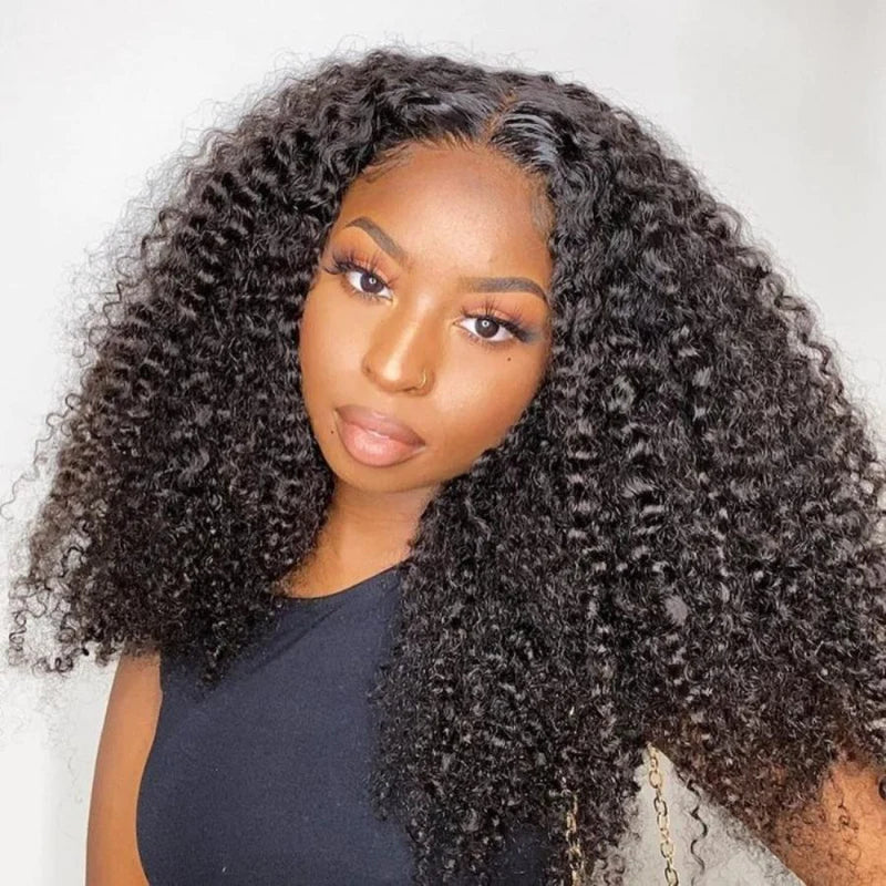 Lace wig with a curly texture for a bold and stylish choiceWear & Go Loose Kinky Curly 7x5 HD Pre-cut Lace Pre-bleached Tiny Knots Glueless Lace Closure Wig  [PL04]