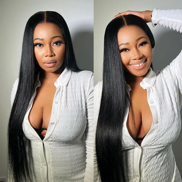 Lace wig with a natural - looking root for a more realistic lookWear & Go Silky Straight 7x5 HD Pre-cut Lace Pre-bleached Tiny Knots Glueless Lace Closure Wig  [PL05]