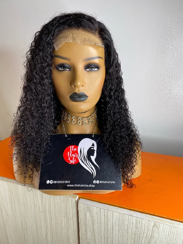 Lace wig with a honey - blonde color for a warm and sunny appearanceZOEY 5 X 5 WATER CURLY GLUELESS WIG