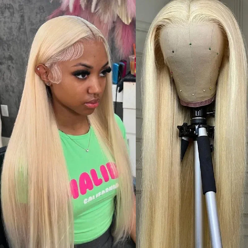 Colored wig with a middle - part for a classic and elegant style10A Brazilian Blonde 613 Straight Hair 13x4 Lace Frontal wig 13x6 Transparent Lace Wigs