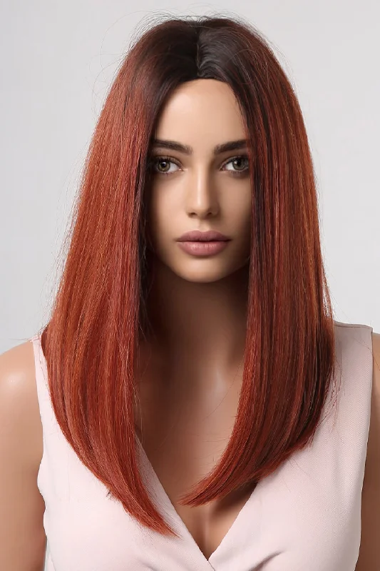 Colored wig with a side - part for a more flattering appearanceSynthetic Mid-Length Straight 27" Wigs