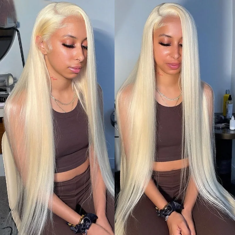 Colored wig with a red - orange hue for a warm and energetic look40 Inch Long Wig 200% Density 613 Human Hair Wigs 13x6 Lace Frontal Wig Honey Blonde Straight Hair Wigs Wear Go Wigs