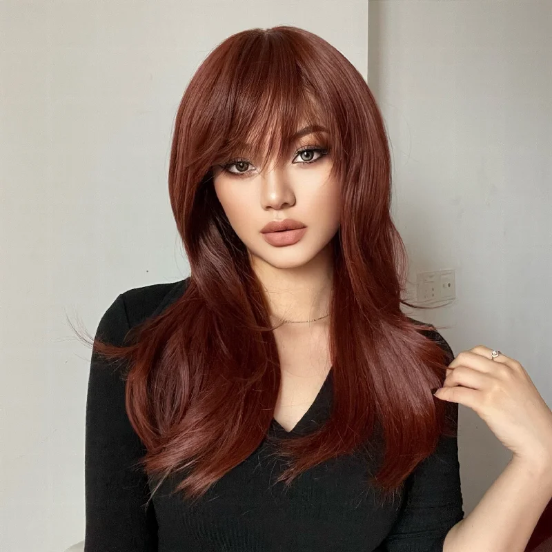 Colored wig with a curly texture for a bold and stylish choice21 Inches Layered Cut Natural Synthetic Wig - Clancy