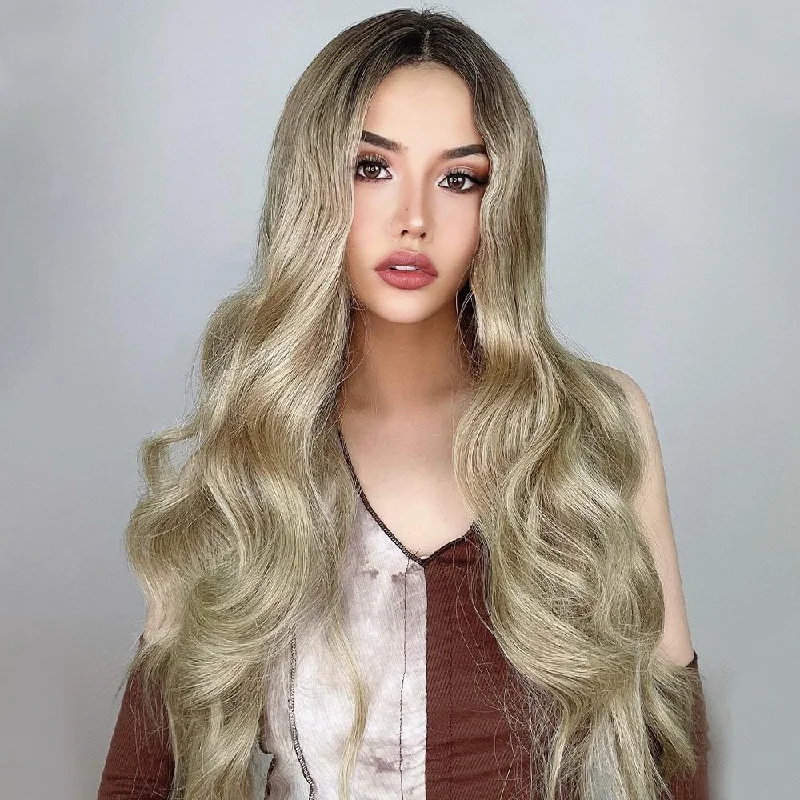 Colored wig with a natural - looking root for a more realistic look21 Inches Loose Curls Synthetic Wig Every3