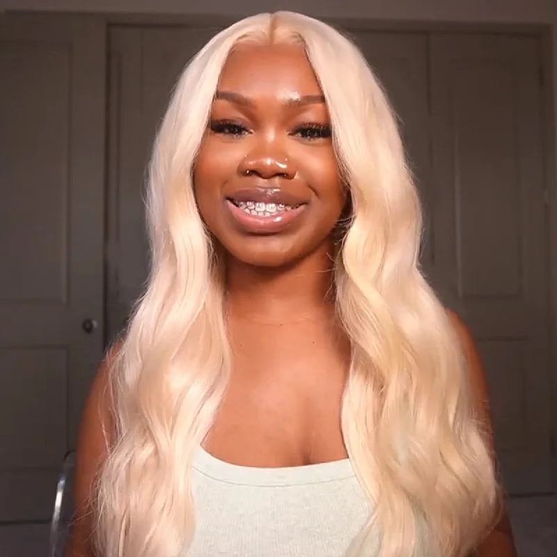 Colored wig with a side - part for a more flattering appearance613 Honey Blonde Body Wave Wear Go Wigs Ready To Wear Glueless Wigs Pre-cut Lace