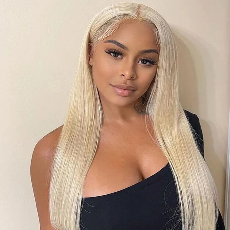 Colored wig with a purple - violet shade for a regal and elegant lookCranberry Blonde 613 5x5 Straight Lace Wig Virgin Human Hair Lace closure Wig For Black Women