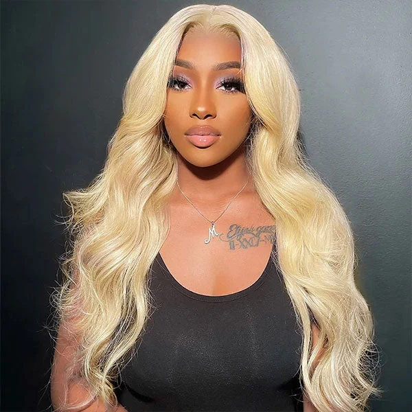 Colored wig with a wavy texture for a beachy and fun lookCranberry Blonde #613 Body Wave 4X4 Glueless Transparent Lace Closure Wig for Black Women