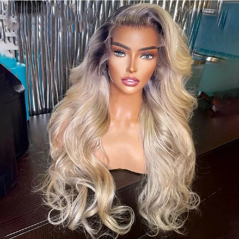 Colored wig with a red - orange hue for a warm and energetic lookCranberry Grey Silver Blonde Colored 13x4 Lace Frontal Human Hair Wigs Brazilian Body Wave Human Hair Wigs