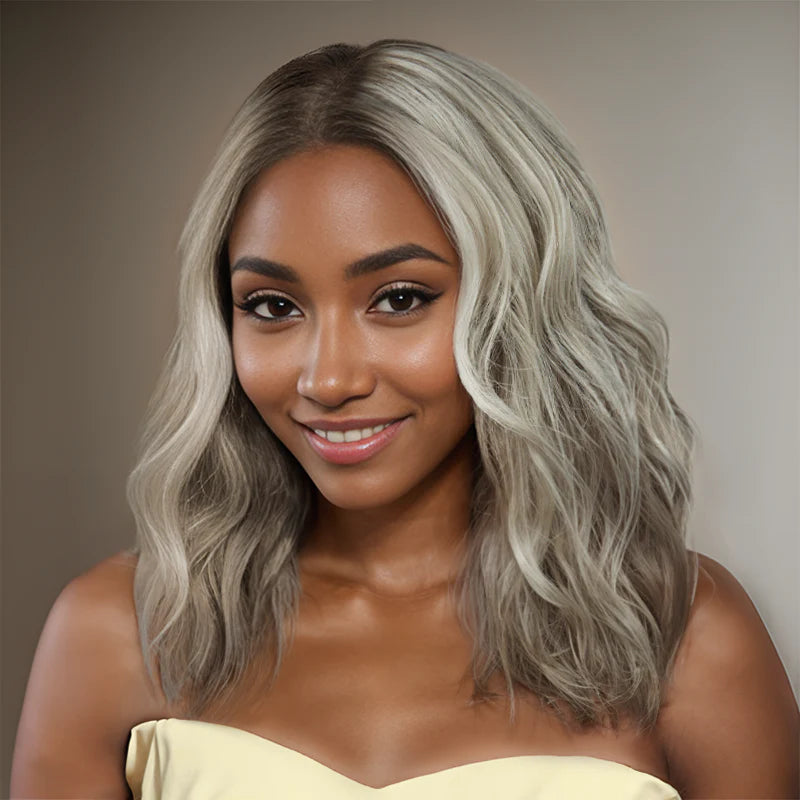 Human - hair colored wig for a natural and luxurious feel13x4 Glueless Blonde Color With Subtle Light Brown Bob Wig