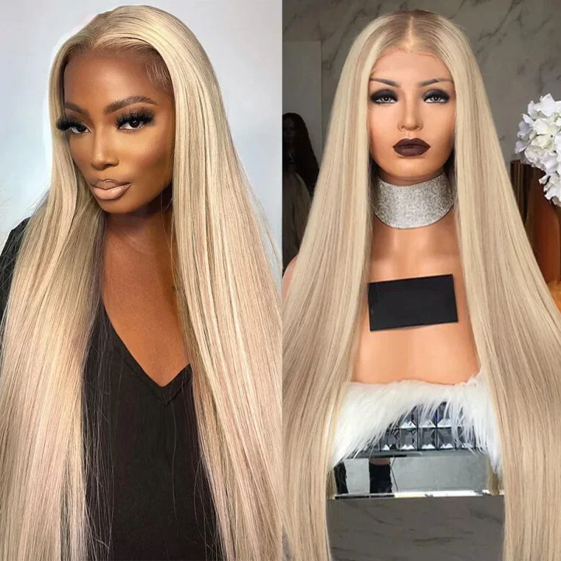 Colored wig with a purple - violet shade for a regal and elegant lookNew Arrival Ash Blonde Wig With Brown Highlights #P10/613 13x4 Lace Front Wigs Straight & Body Wave Glueless Wig