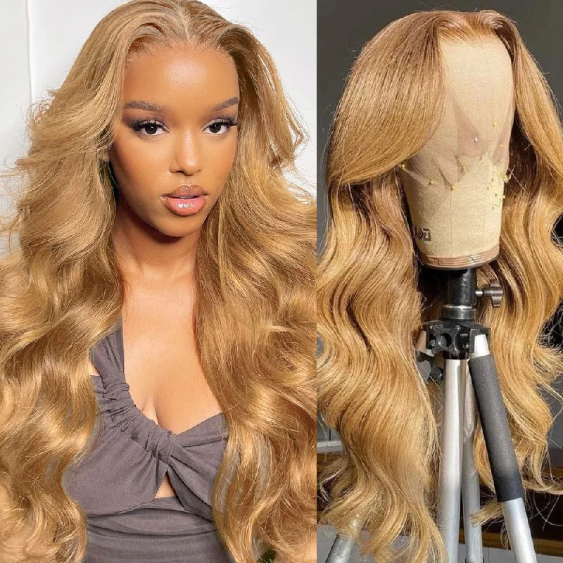 Colored wig with a silver - grey color for a trendy and cool - toned lookHoney Blonde Body Wave Wig Colored Wigs for Black Women 13x4 Lace Frontal Wig