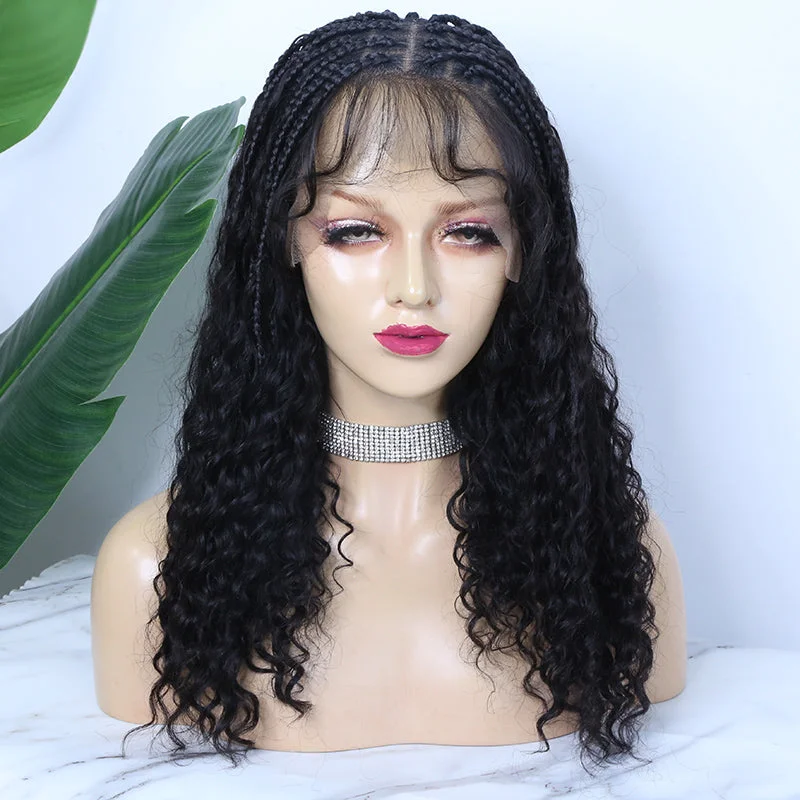 Braided wigs with a water - wave texture for a unique look20 Inch Full Diamond Transparent Lace Crochet Knotless Bohemian Braided Wig