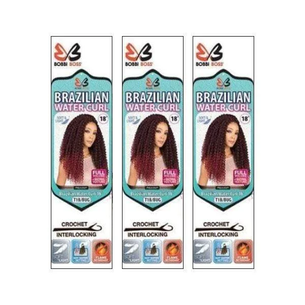 Child - friendly braided wigs with a soft and gentle feel[3 Pack Deal] Bobbi Boss African Roots Collection Crochet Braid - BRAZILIAN WATER CURL 18"