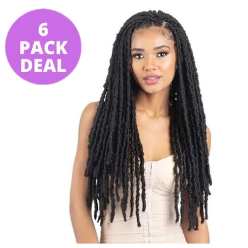 Braided wigs with a pre - plucked hairline for a natural look( 5 + 1 FREE) 3x Poppin' Loc 22" FreeTress Synthetic Hair Crochet Braids by Shake-N-Go