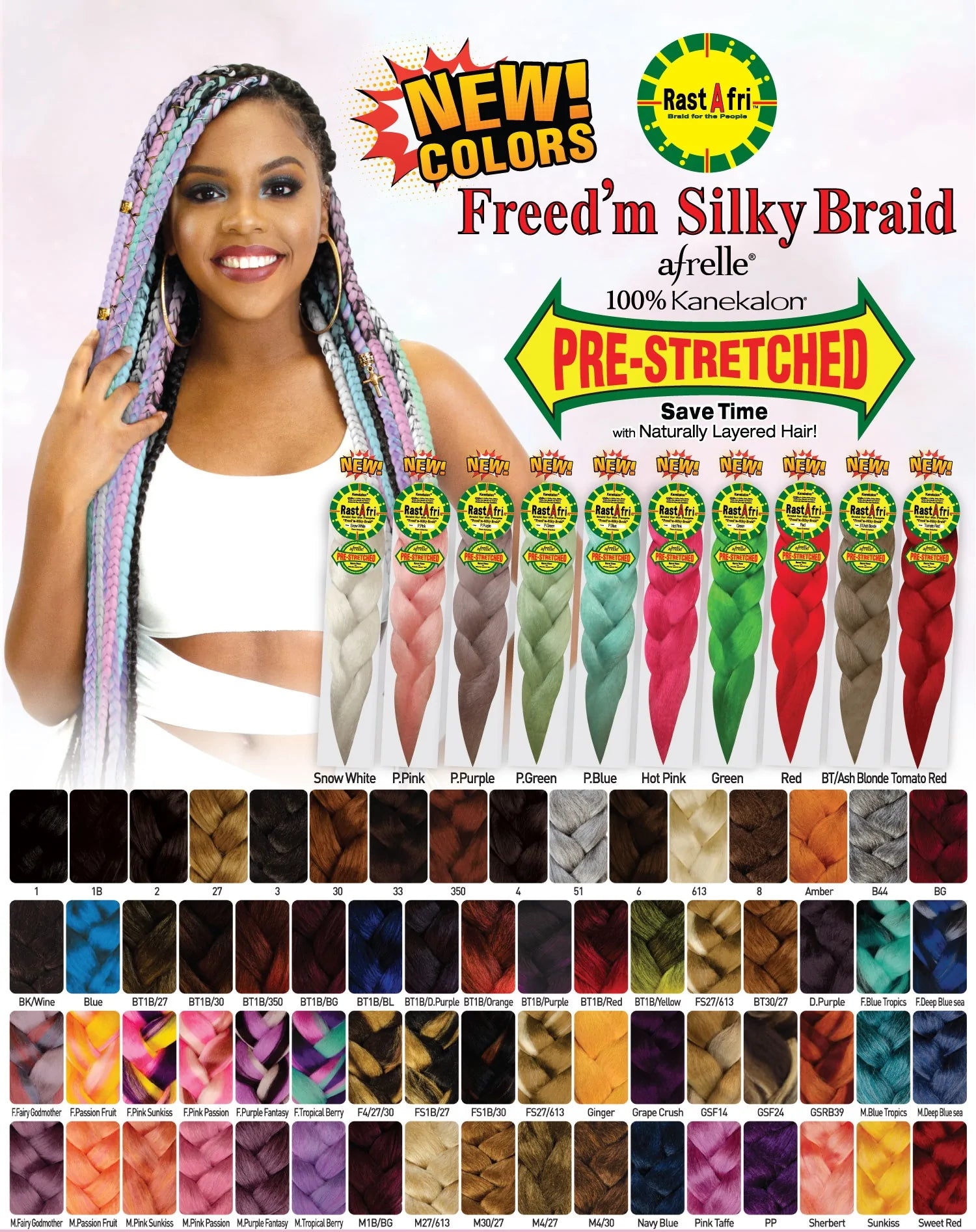 Blonde braided wigs for a trendy and sun - kissed appearanceRastAfri Afrelle Freed'm Silky Braid [Pre Stretched]