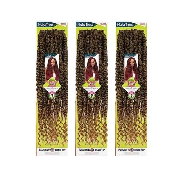 Braided wigs with a pre - plucked hairline for a natural look[3 Pack Deal] Janet Collection Nala Tress Synthetic Braid - PASSION TWIST BRAID 18"