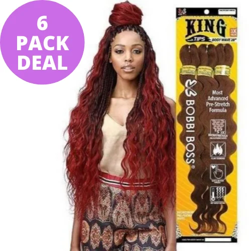 Bob - length braided wigs for a short and sassy look[5 + 1 FREE] King Braid Tips Body Wave 28" 3X Braiding Hair by Bobbi Boss