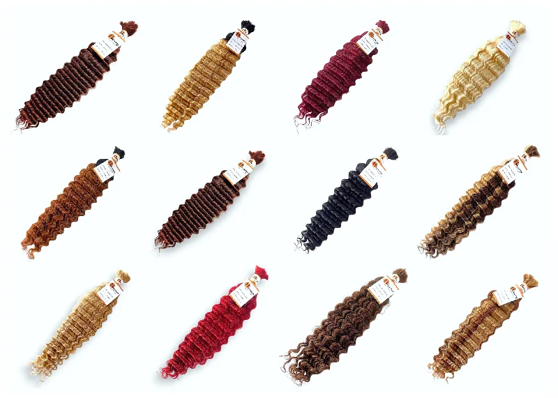 Braided wigs with a middle - part for a classic and elegant styleDeep Wave Bulk Hair Extensions for Braiding 100% Human Hair 100g