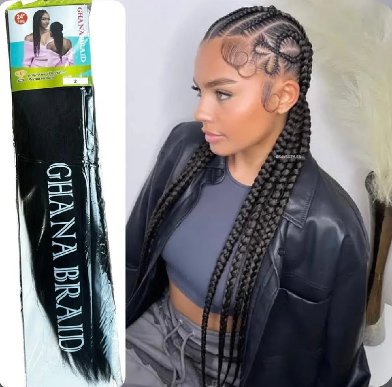 Braided wigs with a 180 - density for a full and thick appearanceGhana Braid 24”